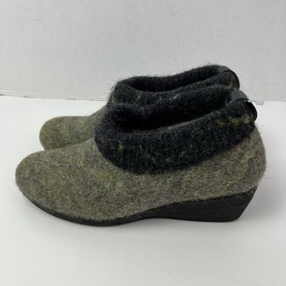Woolen Clogs Handmade Felted Wool Slip-on Wedge Ankle Clogs Booties Sz 9.5-10 - Picture 1 of 16
